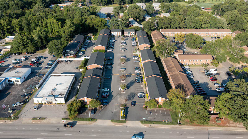 aerial view of apartment complex